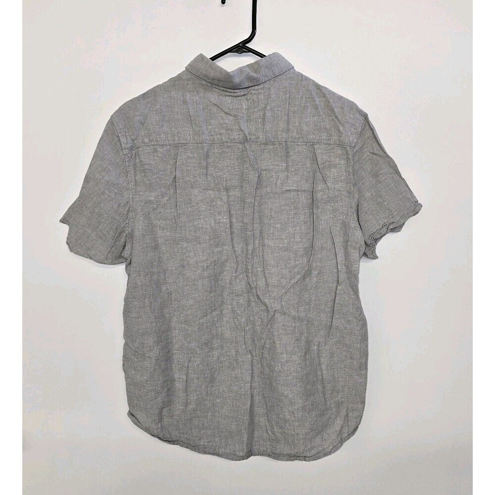 Tenth Ocean Shirt Large Washable Linen Short Sleeve Spread Collar Gray (C) - Picture 2 of 8